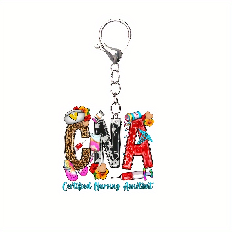 

1pc Vibrant Cna Nurse Assistant Keychain With Medical - Acrylic, Leopard Print "cna" Design - Ideal Gift For Nurses Day, Stylish Backpack Accessory & Party Favor, Nurse Accessories For Work