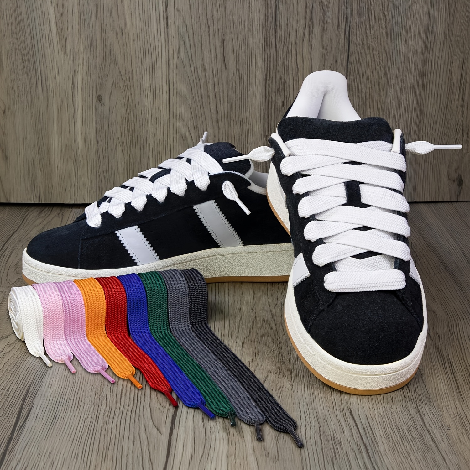1 pair of 20mm chunky flat wide jumbo shoe laces 120cm 47 24in black with white   replacement laces for sneakers sports style acetate material solid color athletic footwear chunky laces durable footwear shoelace accessories 0