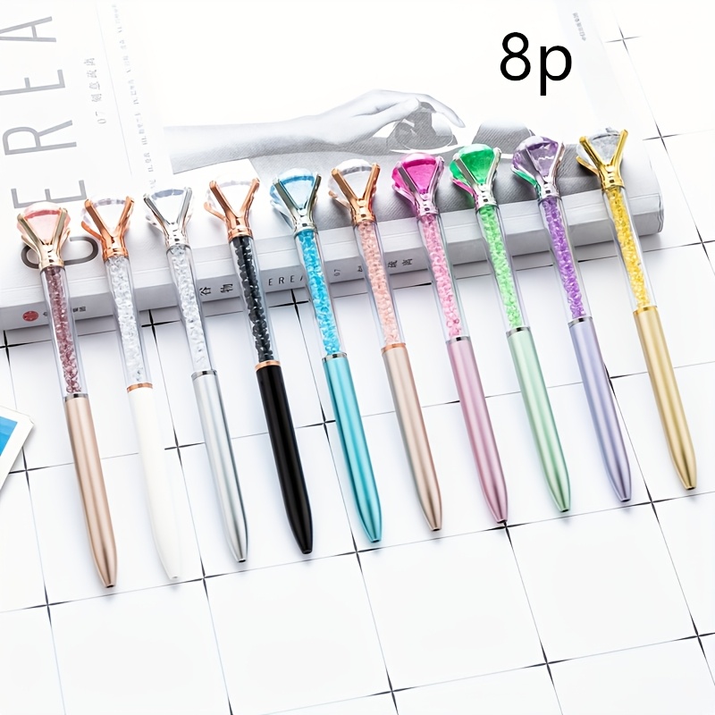 Image of 8pcs. 7pcs Set Of Shiny Ballpoint Pens - Fine Point Retractable Lightweight - For School And Office Supplies, Christmas Wedding Birthday, Random Colors