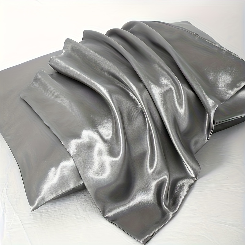 2pcs Easy Solid Color Satin Pillowcases, Soft And Comfortable, Suitable for All Seasons, Bedding Decoration, Holiday Gift