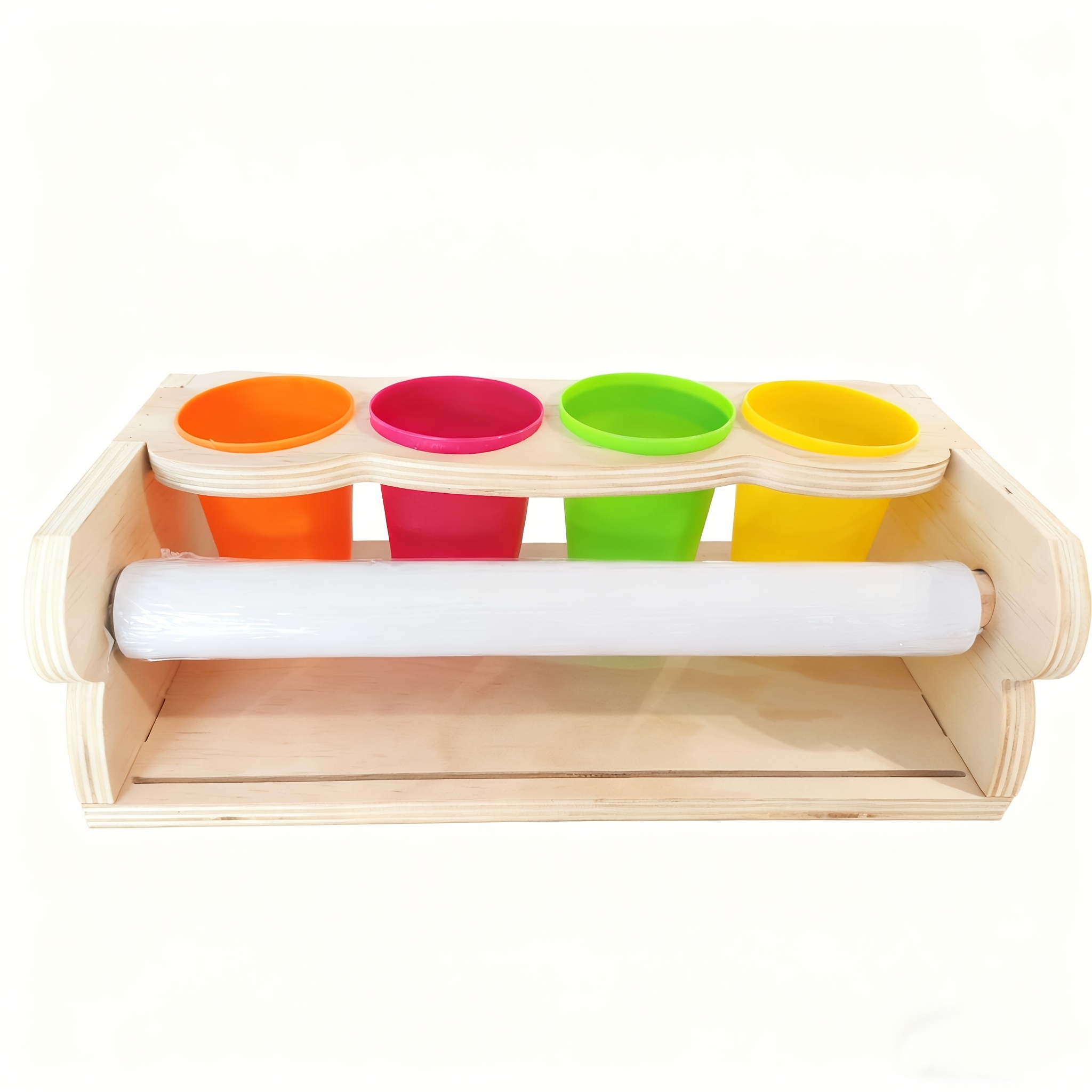 1pc New Wooden Rollable Easel - Drawing Paper Roll Stand With Brush Organizer, Design | Durable Wooden Structure, Suitable For Artists And Graffiti