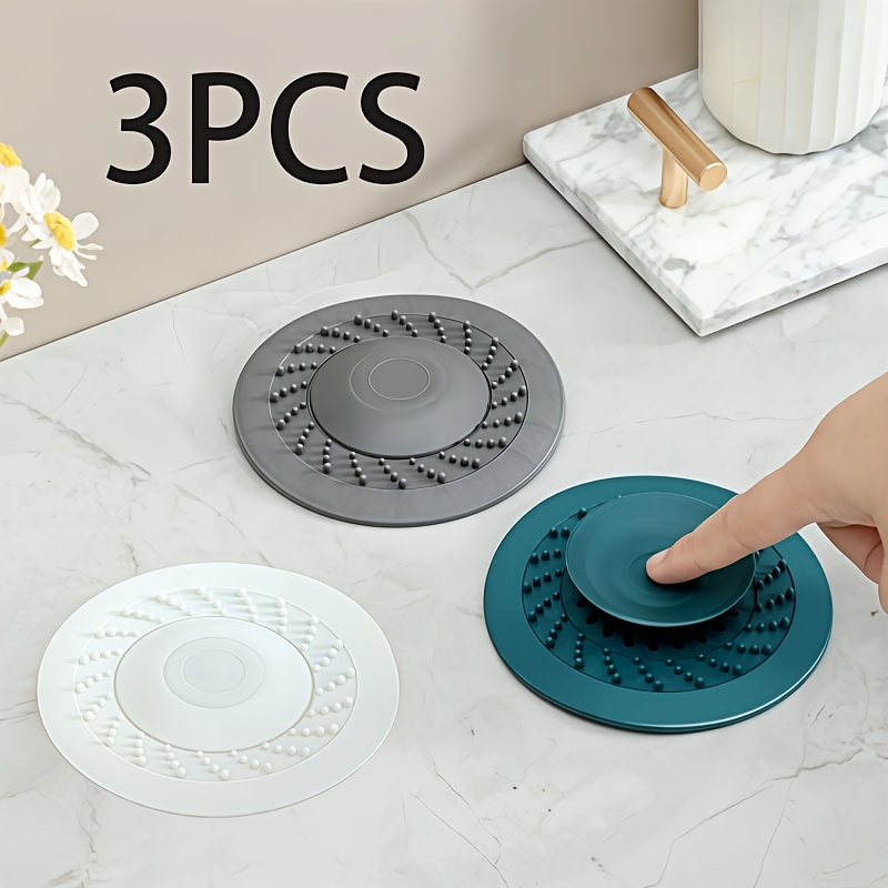 TEMU 3pcs Sink Drain Filter Mats - Anti-clog Filters, Suitable For Kitchen And Bathroom Sinks, Durable Plastic Material, Easy To Clean And Reusable,