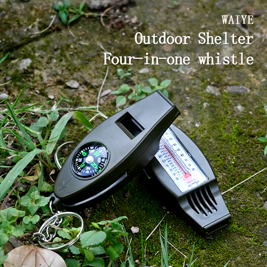 

Outdoor Survival Tool: Compass, Magnifying Glass, Thermometer & Emergency Whistle - Abs Material