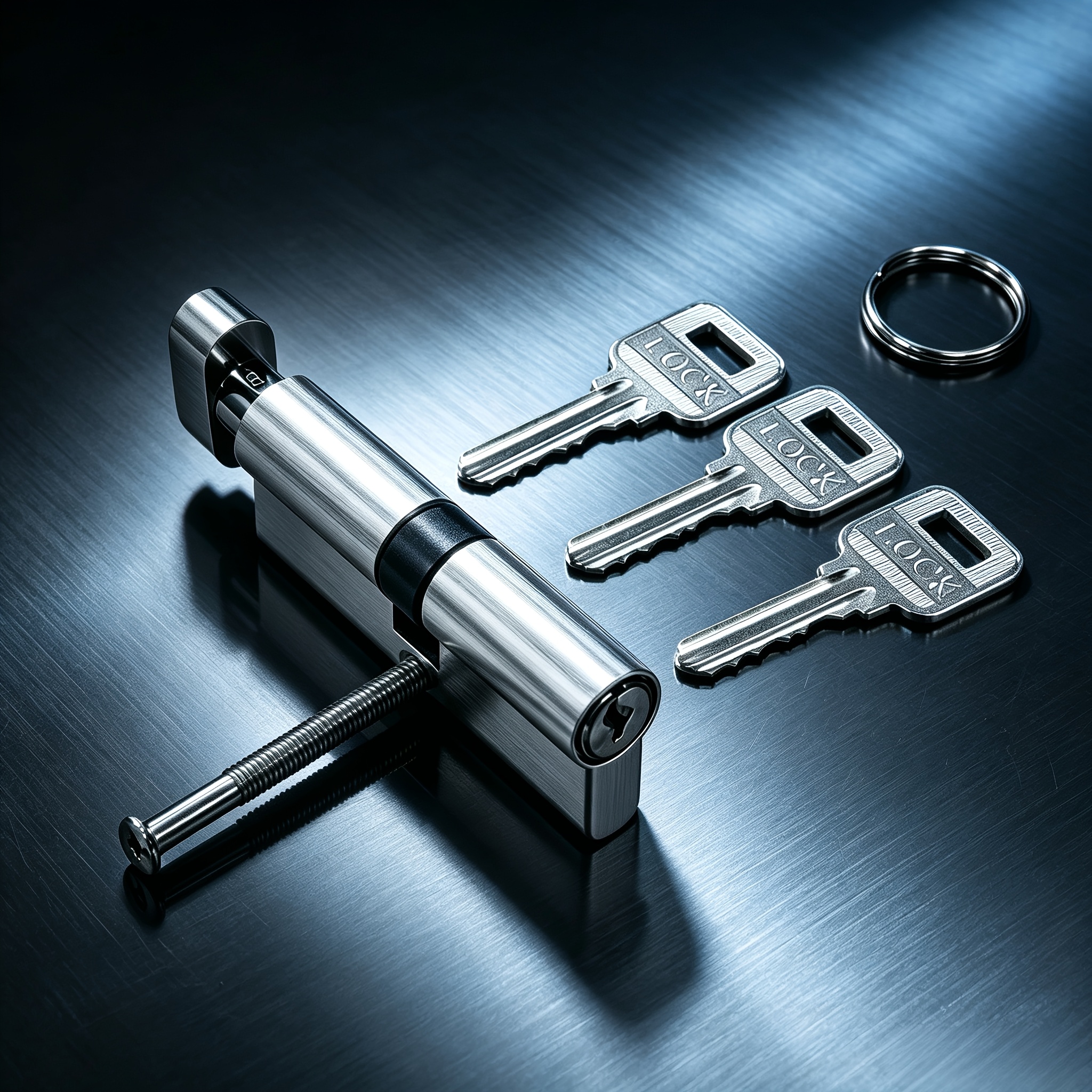 TEMU 1pc 70mm Single-opening Aluminum Lock Cylinder, Silvery High-quality Lock Cylinder With Brushed End, Showcasing Metallic Texture, Aluminum Shell