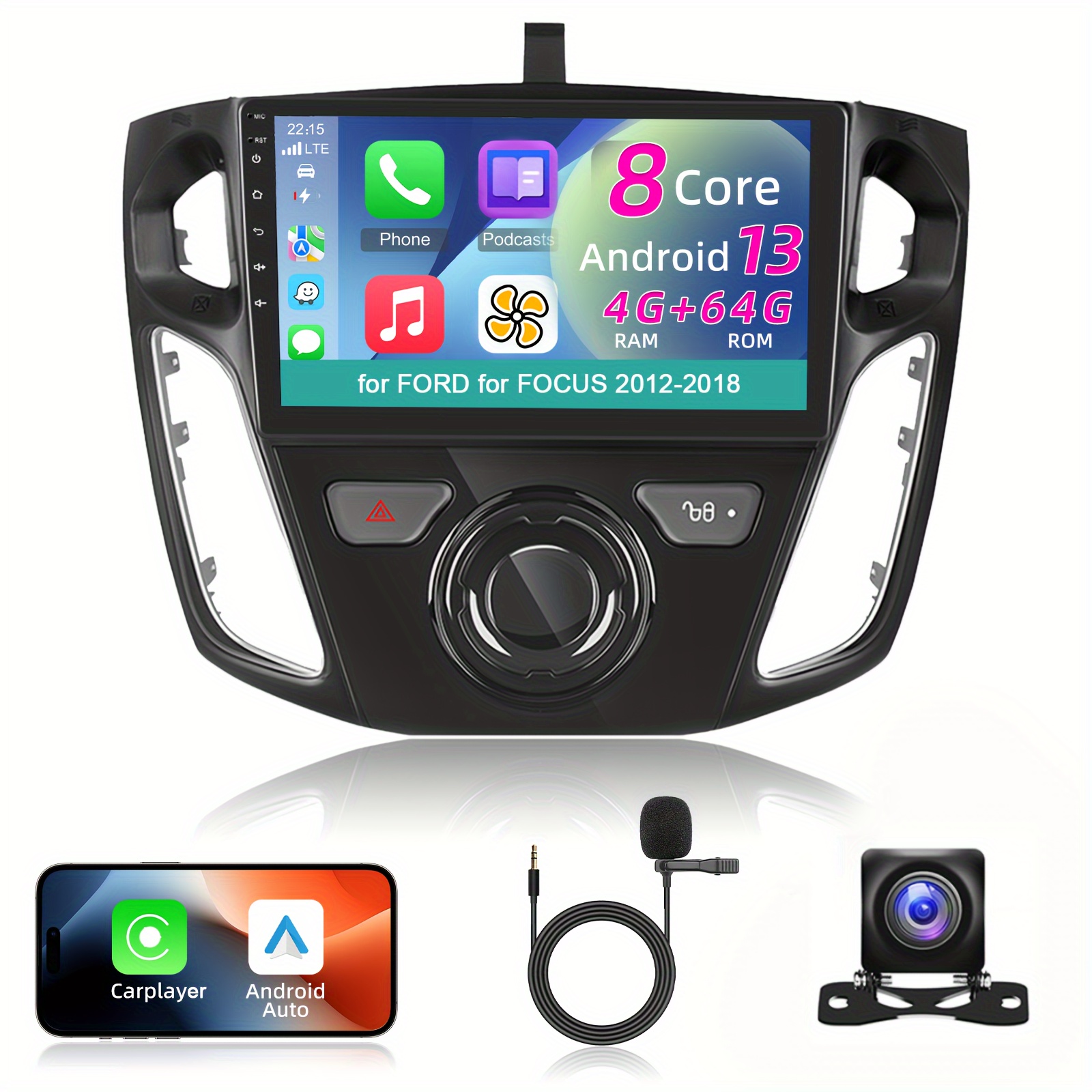 

[8 4g+64gb] For Ford For 2012-2017 Wireless Carplayer Auto, 9 13 Touchscreen Car Gps -freefm Rds + +