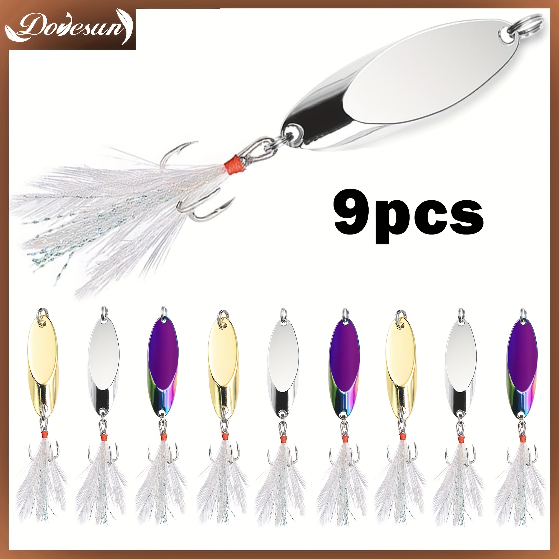 10pcs/set Spinners Spoons Fishing Lures Baits With Single