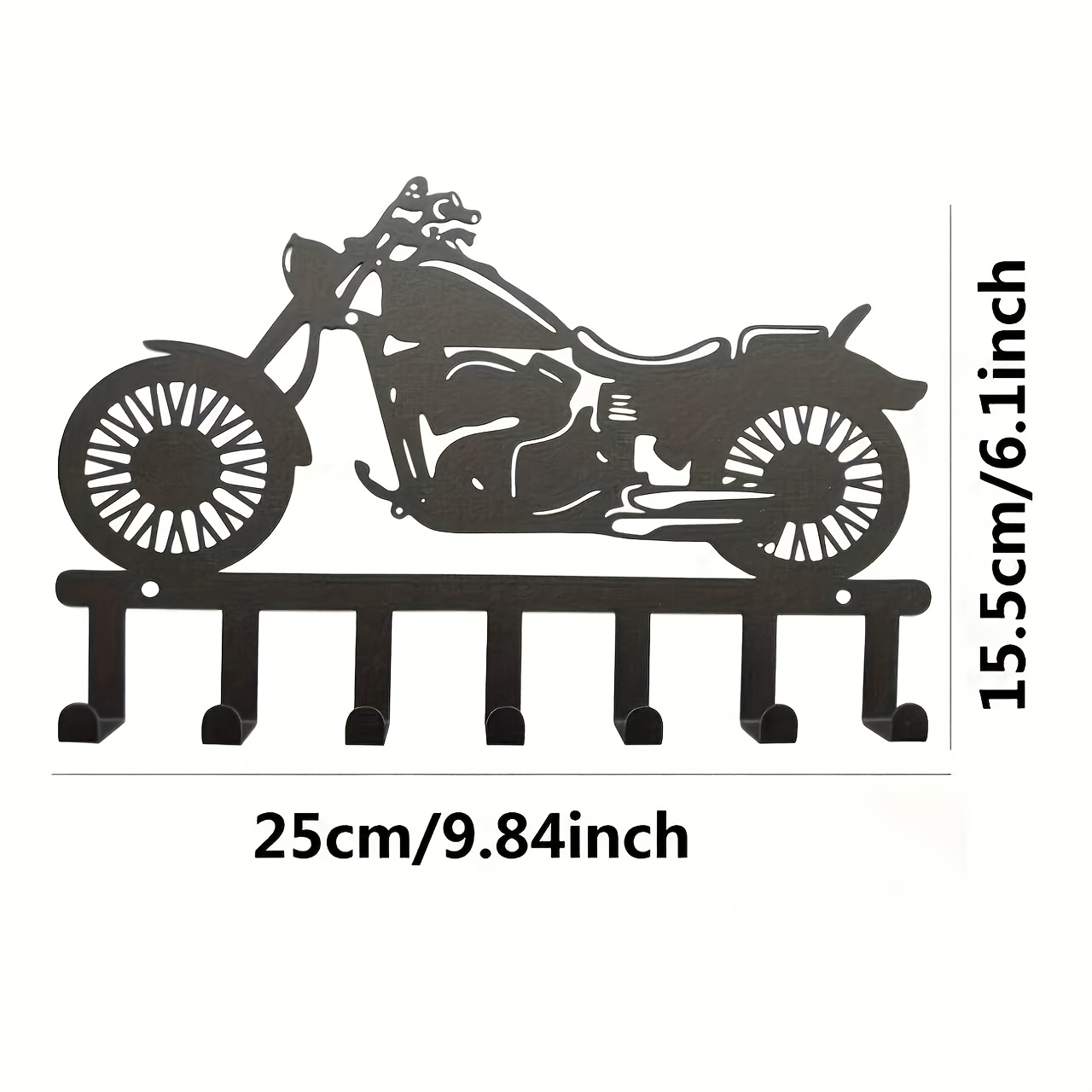 TEMU Wall-mounted Motorcycle Key Holder & Hook - Heavy-duty Cast Iron Motorcycle Silhouette Suitable For Kitchen And Bathroom Storage, Powder-coated