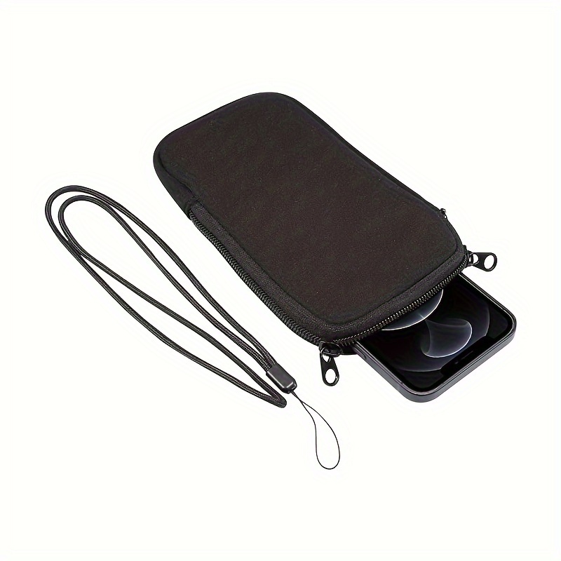 

Universal 6.7-inch Neck-hanging Bag For Mobile Phones, Portable Hand-held Mobile Phone Hard Drive Data Cable Storage Bag With Hanging Rope, Dust-proof Zipper Mobile Phone Bag