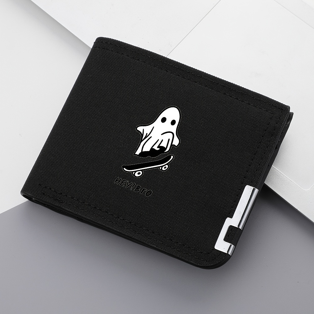 E-shop 1 Herren " Skateboard" Print Canvas Bifold Wallet, Multifunktionaler Kreditkartenhalter, Leichter und tragbarer Multi-Kartenfach Kartenhalter