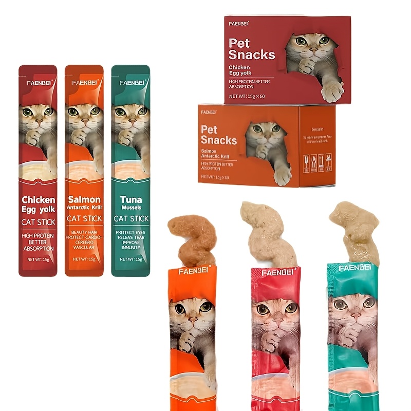 

24/60 Packs Cat Treats Assortment, Chicken Egg / /tuna Mussels, Lickable & Snack Pouches, 0.52oz