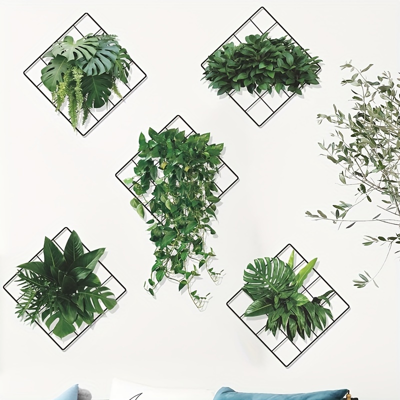 6pc simulated iron mesh pothos bedroom living room entrance dormitory home decoration wall stickers self adhesive wall decal aesthetic home decoration room decor beautify your home details 1