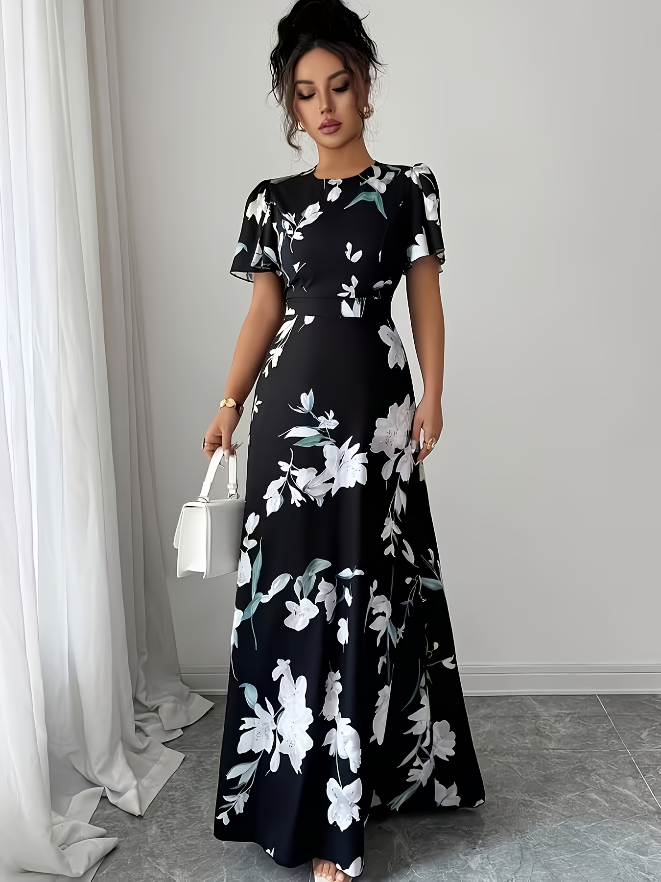 womens elegant printed dress