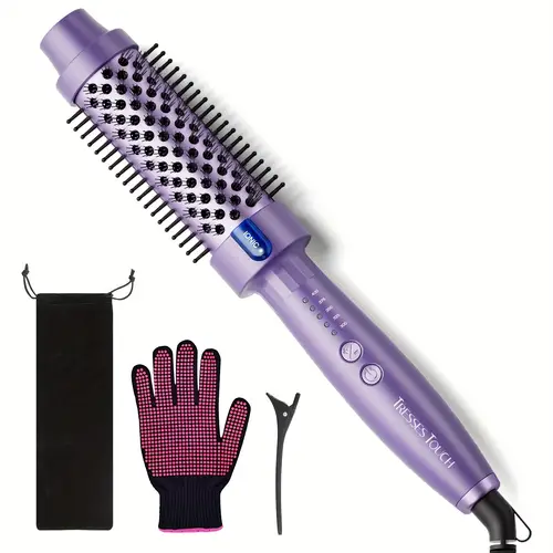 1 5 inch thermal brush blowout with 5 temp settings universal curling iron ceramic thermal round curling brush suitable for medium and long hair purple