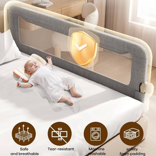 1-Pack Bed Rail for Toddlers 55.5 L x 19.5 H | Toddler Bed Rails for Twin, Full, Queen& Size | Swing Down Rail Guard | Mattress Side Rail for Kids | Gray