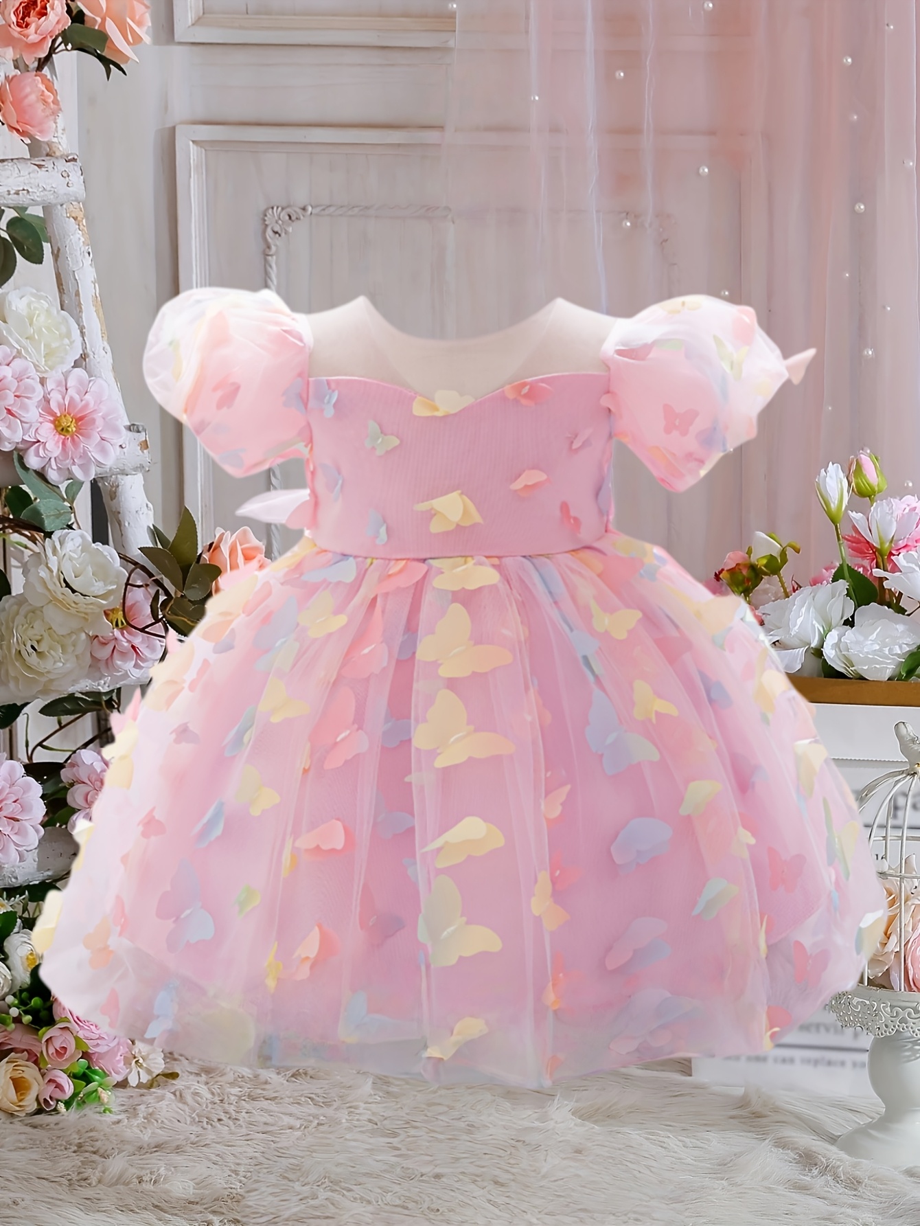 Pink Birthday Dress One Year Old First Birthday Dress Baby Girl Toddler Fancy  Dress Special Occasion
