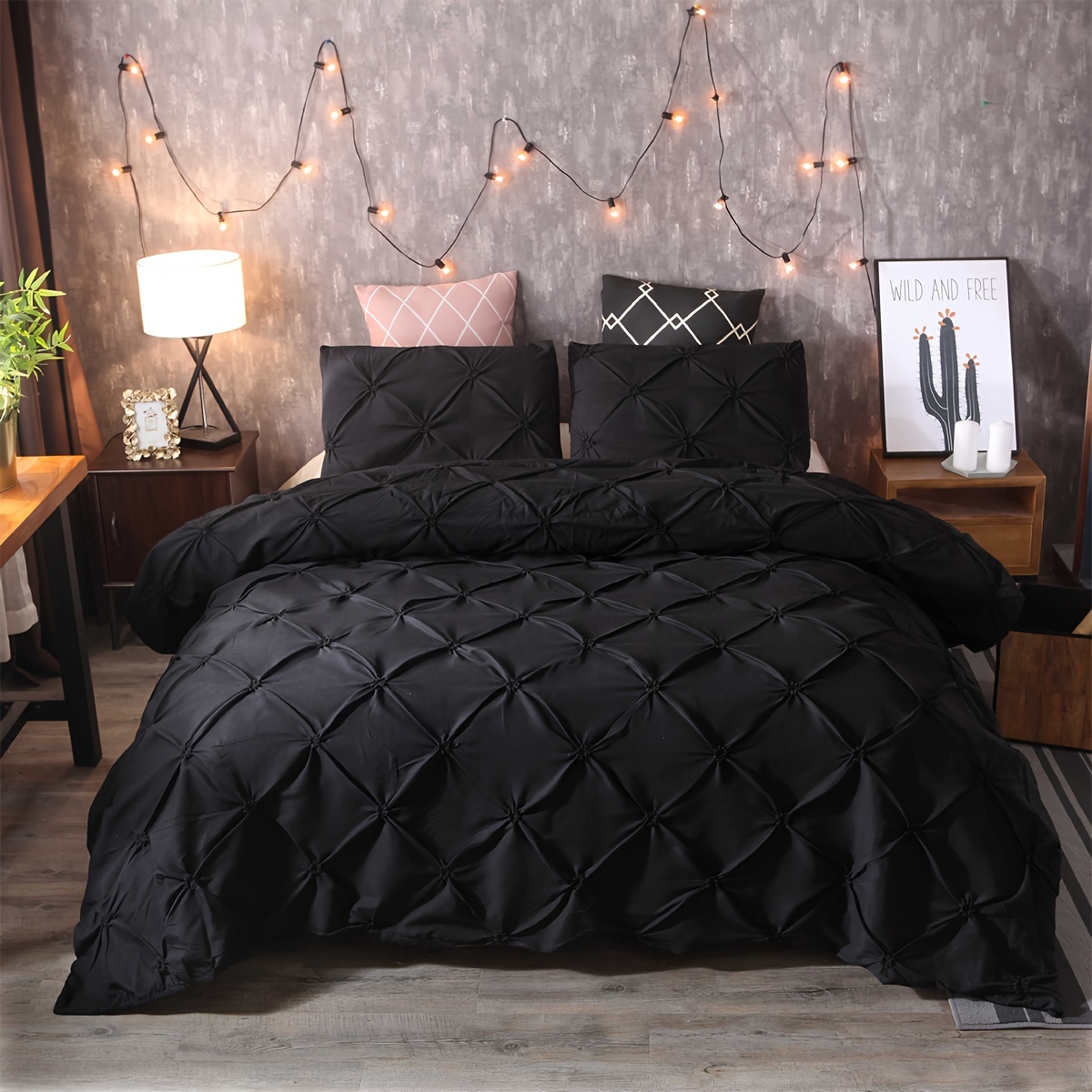 Black pintuck deals comforter