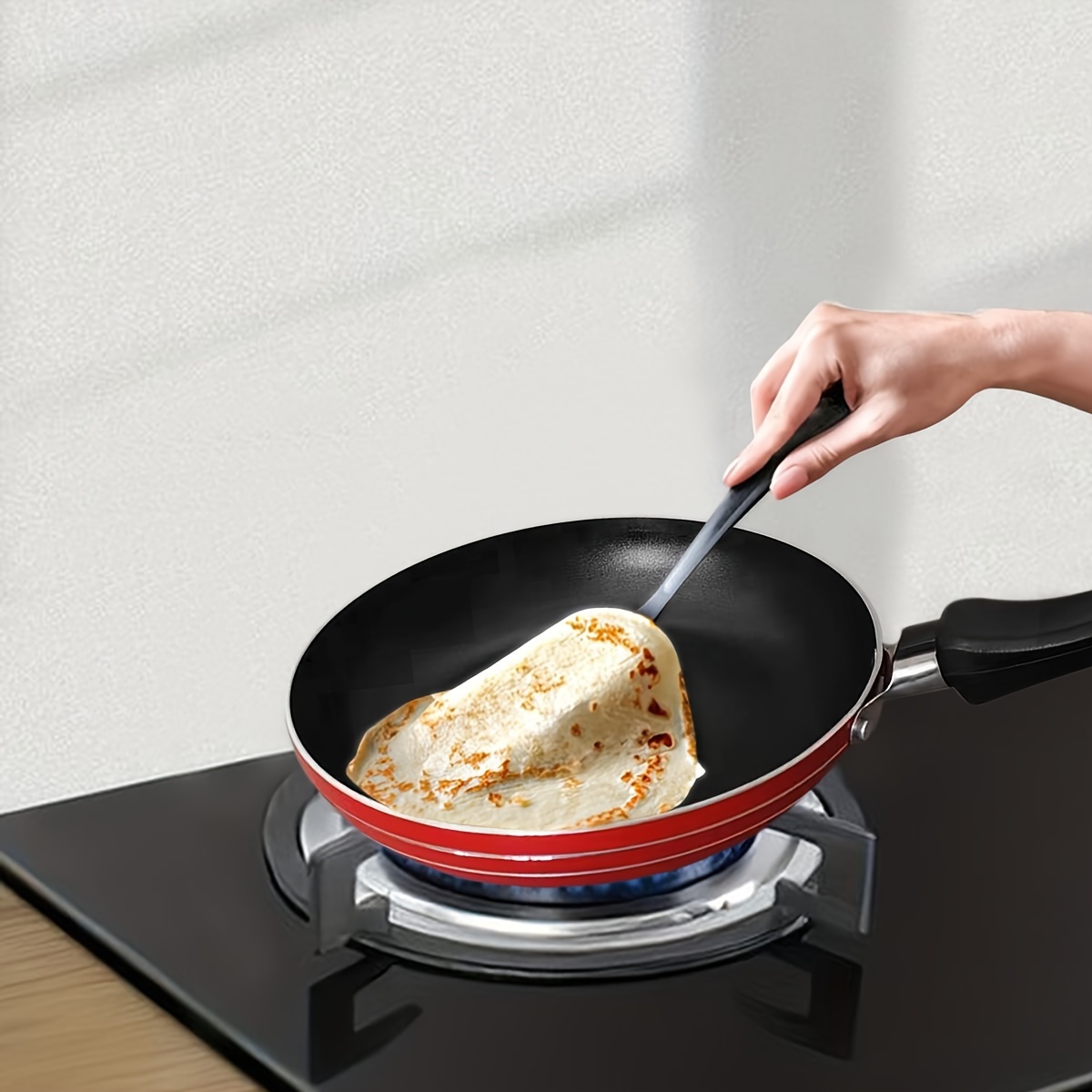 7 1 inch mini   non stick aluminum frying pan for single serve cooking dishwasher safe compatible with gas stoves with aluminum handle red details 8