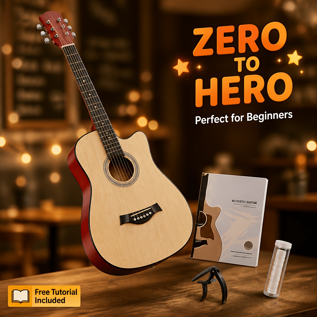 Beginner Acoustic Guitar 38 Inch Full Size with Smooth Fingerboard... product image 12
