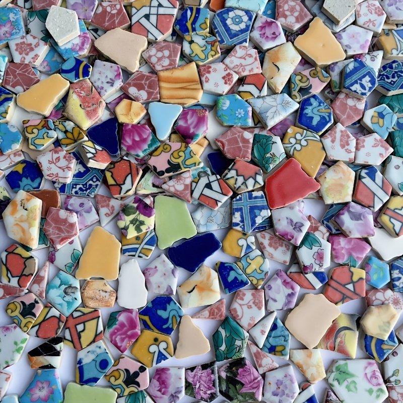 200g Mosaic Tiles Rhombus Shape Glass Mosaic Tiles Stained Mosaic Glass For Art Crafts Diy Projects White