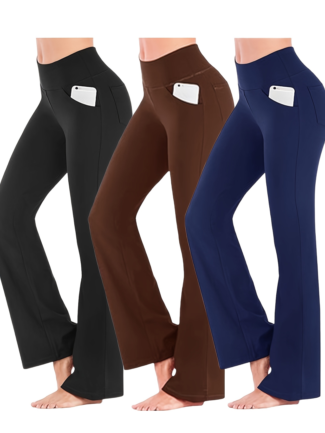 3pcs flared wide leg pants high waist casual girls yoga pants