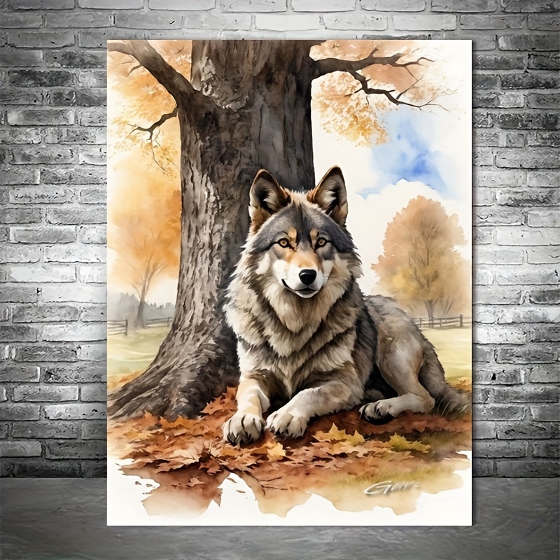 

Wolf Diamond Painting Kit - 5d Full Drill Round Diamond Arts Craft Embroidery Cross Stitch Canvas Artwork For Wall Decor, 30x40cm Animal Theme