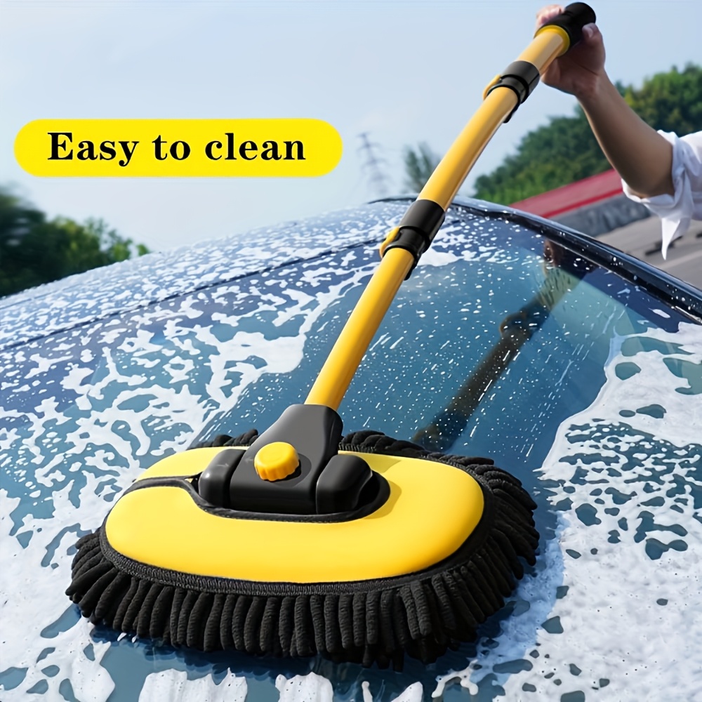 

1pc, Retractable Car Wash Mop, Vehicle Cleaning Tool, Car Wash Mop With Curved Rod Design That Conforms To The Of The Vehicle, And Adjusted