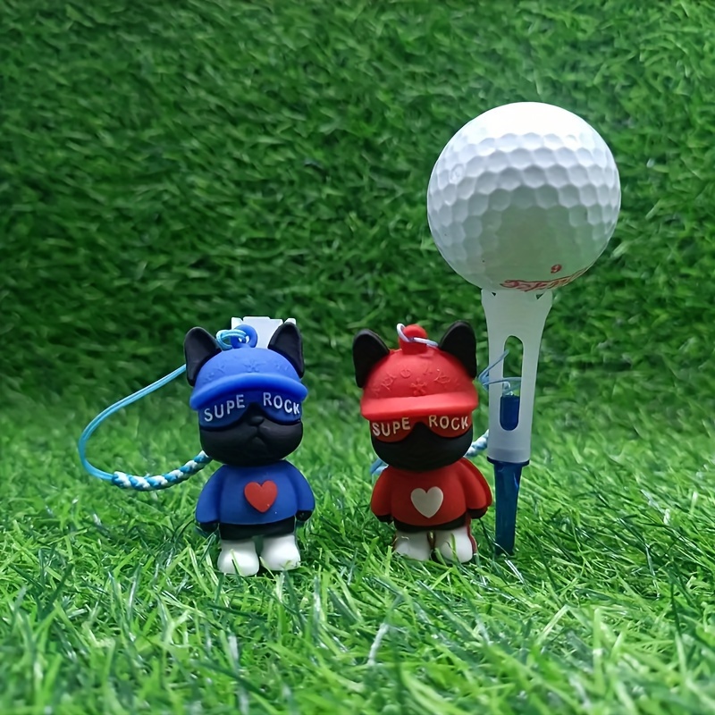 かわいい犬柄ゴルフアンチロスティー1組、ゴム製3Dゴルフティー、恋人の日のギフト、ゴルフに最適なギフト 0