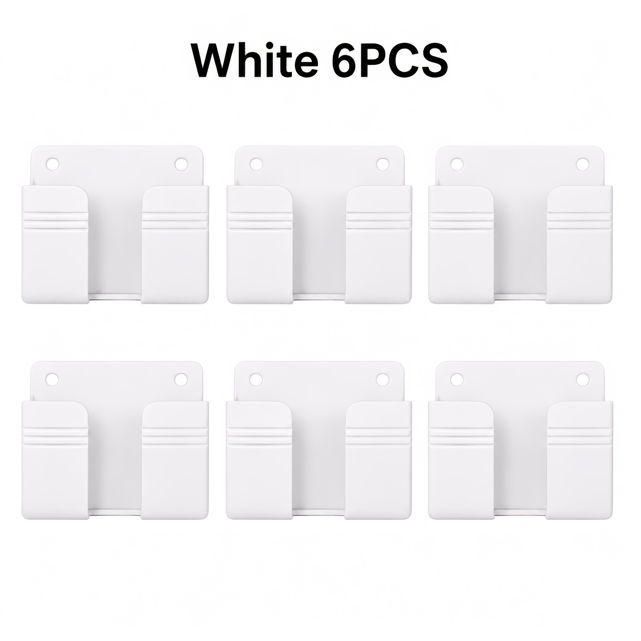 TEMU Lot de 6 pièces : Support de chargement mural blanc pour téléphone, Boîte de rangement murale de chevet pour téléphone, Support de chargement