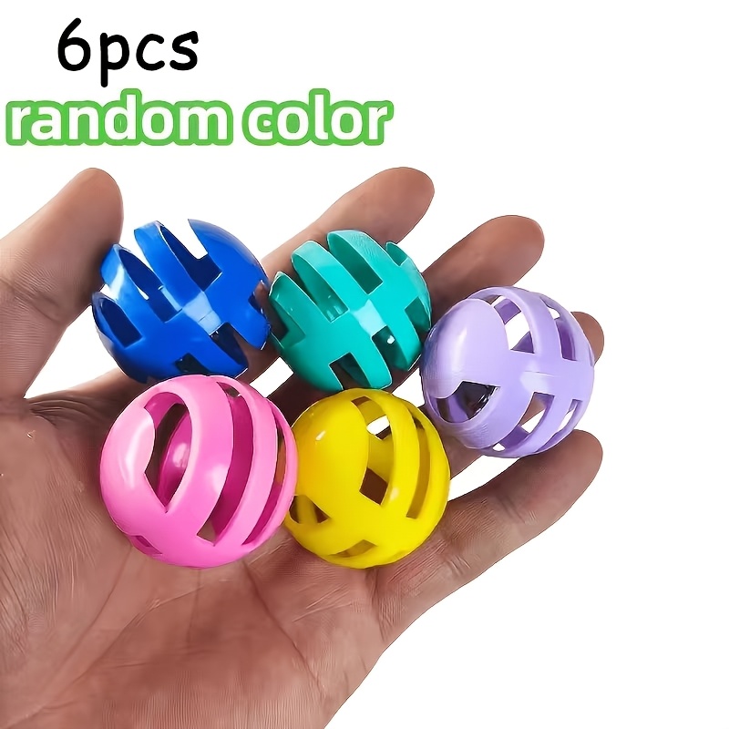 TEMU 6pcs/Set Jouet pour Chat Balle à Clochette - Balle en Plastique Creux pour Jeu d'Intérieur, Balle à Clochette Colorée avec Pendentifs Bruyants,