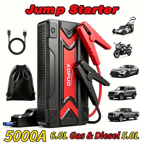 Portable Car Jump Starter Emergency Power Bank - 12V Battery Booster Charger - with Flashlight - for Cars, Motorcycles, SUVs - Safely Jump-Start A Dead Battery In Seconds, Cargador De Bateria De Carro, Christmas Gifts, Black Friday, New Year's Gifts