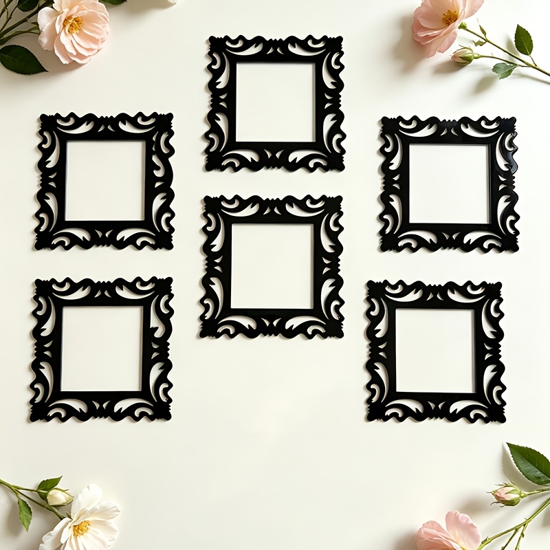 TEMU 6pcs Retro Baroque Switch Surround Frame, Self-adhesive Acrylic Decorative Switch Board Cover, Decoration! Square Switch Surround Decorative