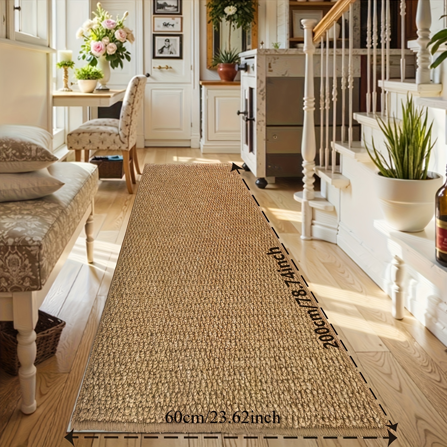 TEMU 1pc Non-slip Kitchen Mat - Heavy-duty Machine Washable Floor Mat With Rubber Backing, For Bathroom, Living Room, Bedroom - Easy Clean Non-slip