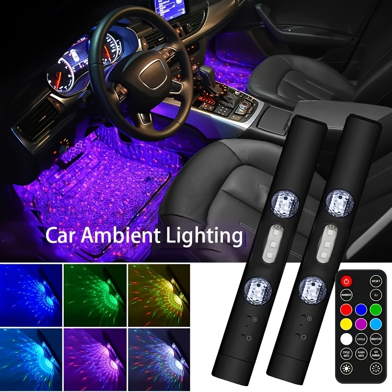

2pcs Usb Car Interior Rgb Led Lights, Dynamic Starry Sky Effect, Unique Decor For Vehicle Roof And Chassis