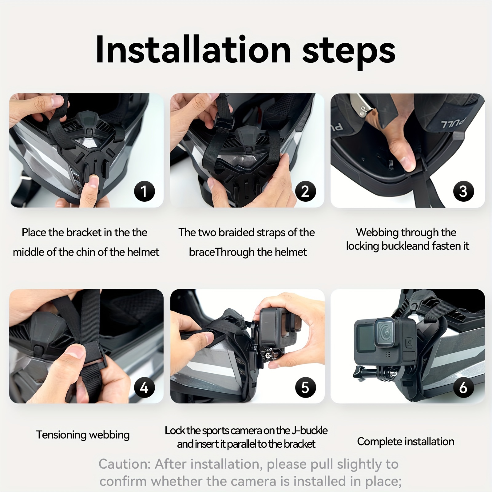 Support Casque Moto Pour Caméra GoPro - Fixation Menton Incurvée Stable Et Robuste, Compatible Multi Caméras Sport