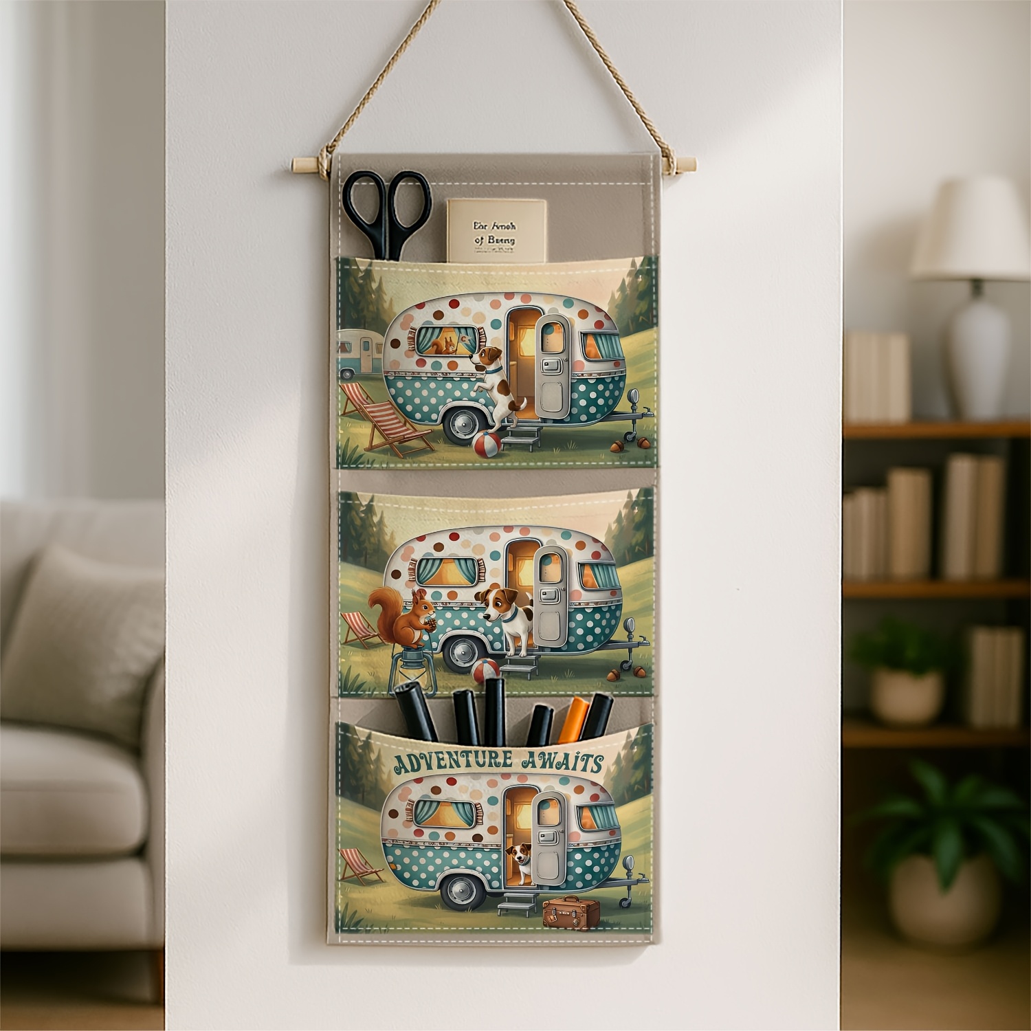 TEMU 1pc Retro Camping Americana- Scene, Wall-mounted Hanging Shelves, Suitable For Wardrobe Or Kitchen, Hanging Organizers And Storage Bag, Indoor