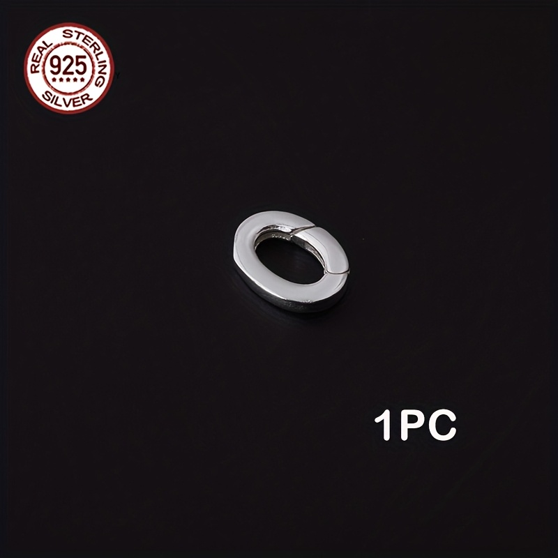 Image of S925 Sterling Silver Oval Clasp - 10mm X 7mm, 1pc Necklace Enhancer/shortener/connector - Classic Minimalist Style Women's Jewelry Craft Supplies For Diy Necklace Closures
