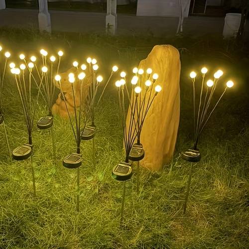 6 8 10pcs solar lawn firefly lights 6 8 10 lamp solar lawn lights for the garden led wind ip65 waterproof driven firefly ground plug lights garden ramadan decorative festival lightswhater