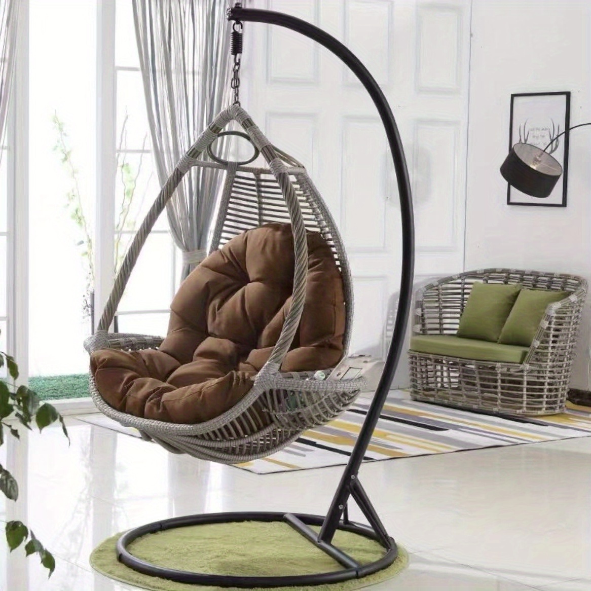 Handmade Bohemian Hanging Chair Cushion, Seat Pad, Polyester Cover - Non-Woven Fabric Weaving, Ideal for Indoor And Outdoor Use - Perfect for Decorating Patios, Balconies