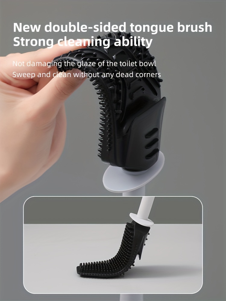   mounted toilet brush set with long handle silicone no dead corner cleaning for bathroom toilet brush and holder set details 3