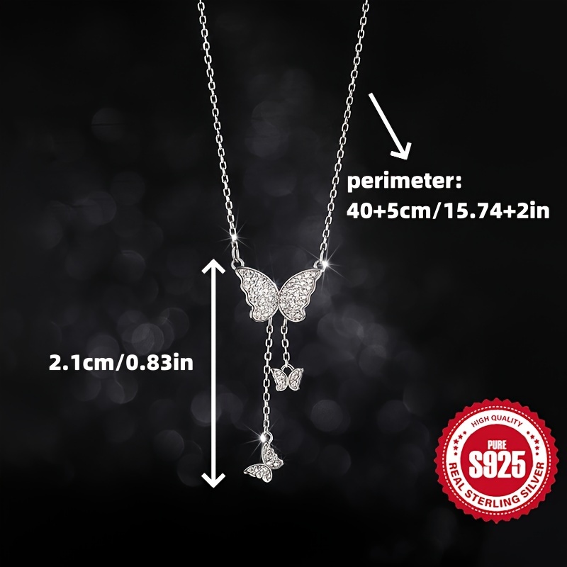 Women's S925 Sterling Silver Butterfly Pendant Necklace