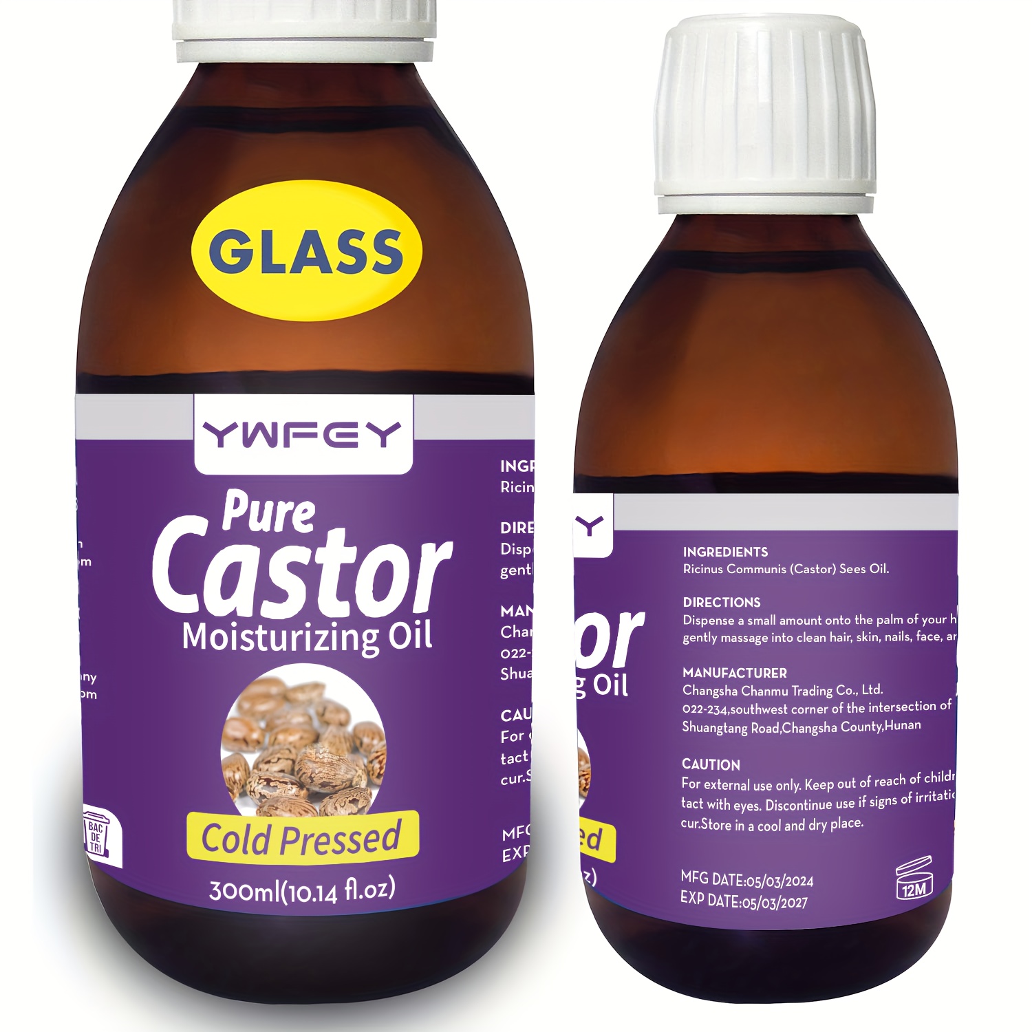 Glass Bottle Of Castor Oil With A