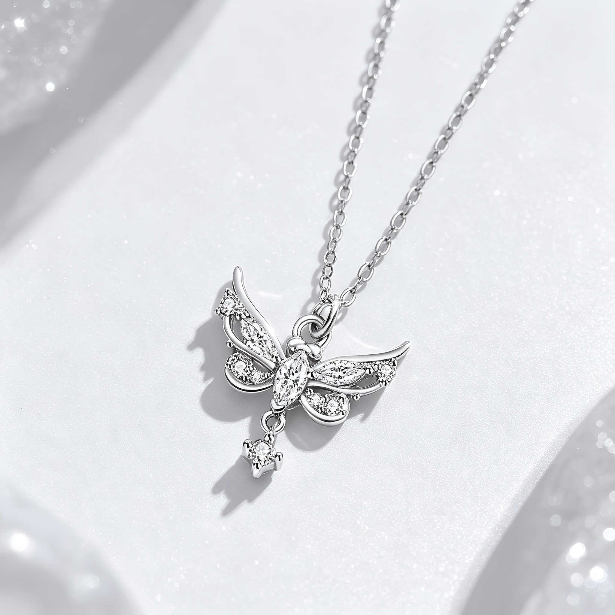 925 Silver Hypoallergenic Angel Wing Butterfly Necklace