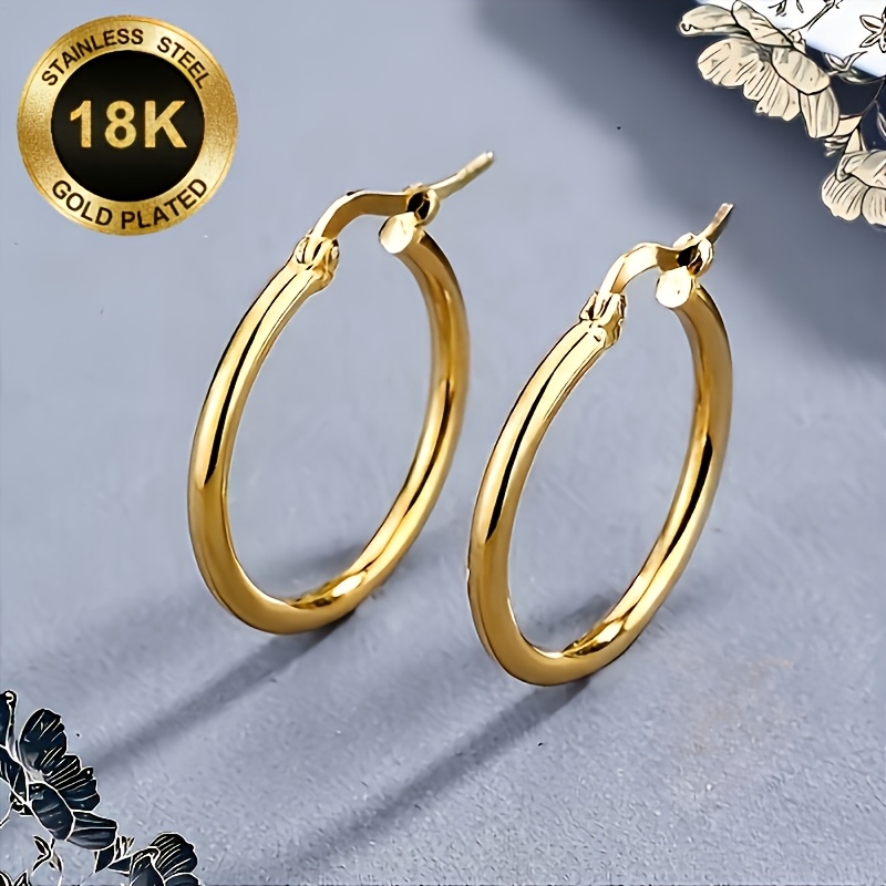 2pcs Elegant 18K Gold-Plated Earrings Set, Versatile Design