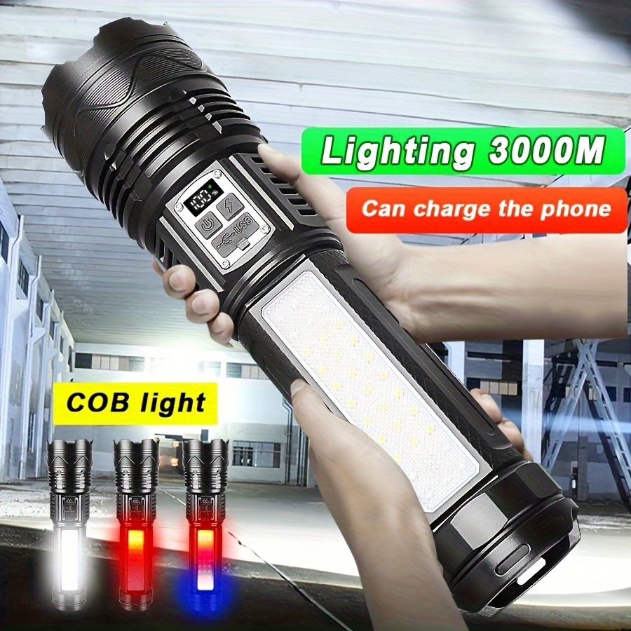 

Telescopic Flashlight With Long-range , Rechargeable 5400mah Lithium Battery, Non-waterproof - Ideal For , White Laser, Long-,