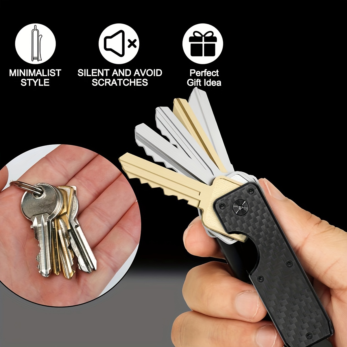 

Sleek Aluminum Key Organizer - Compact, Lightweight & Portable Key Holder | For | No-pattern, Metal Construction