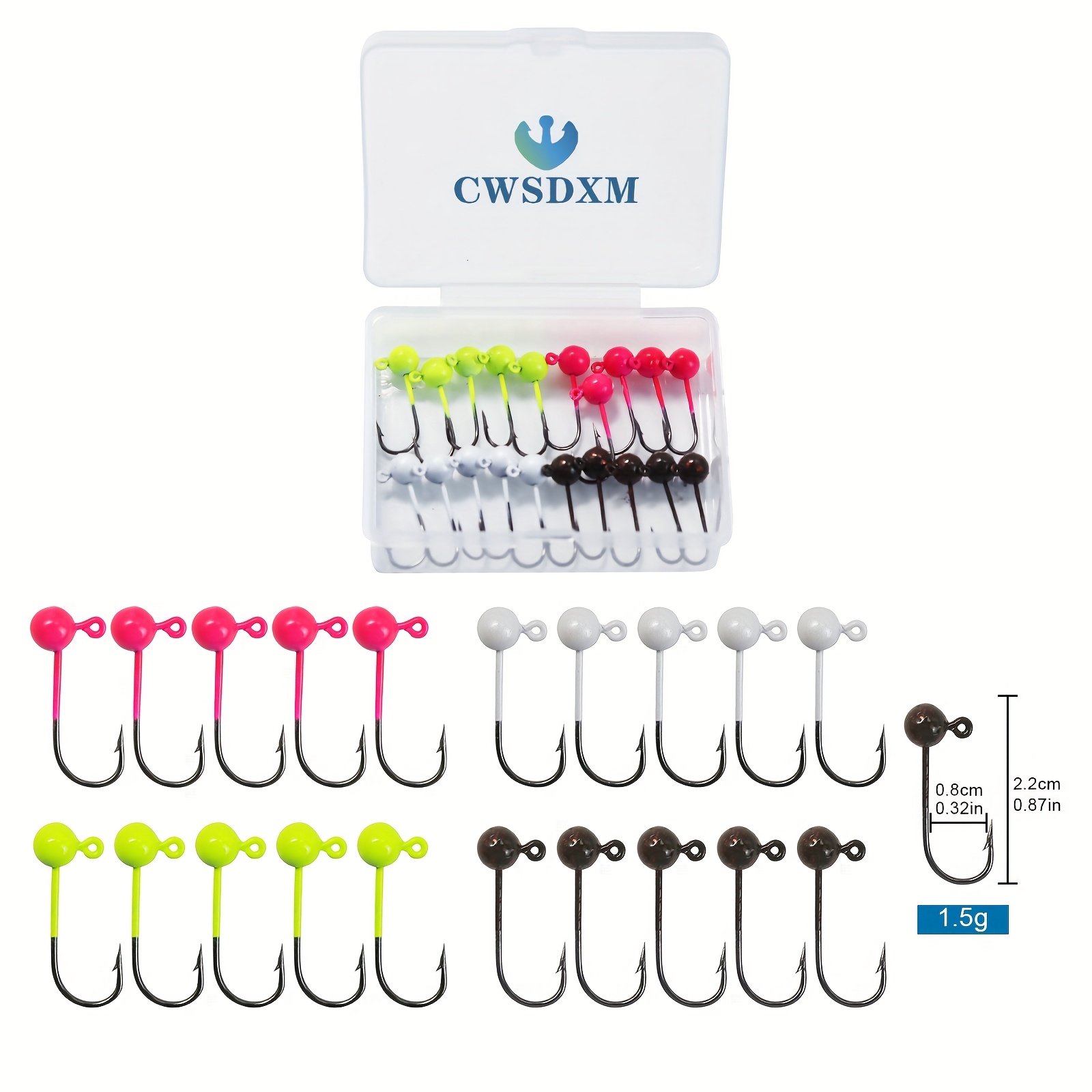Image of The 20pcs Crappie Fixture Head Fly Fishing Fixture Kit Is Suitable For Fly Fishing Hooks Weighing 0.4g, 0.8g, 1g 5g