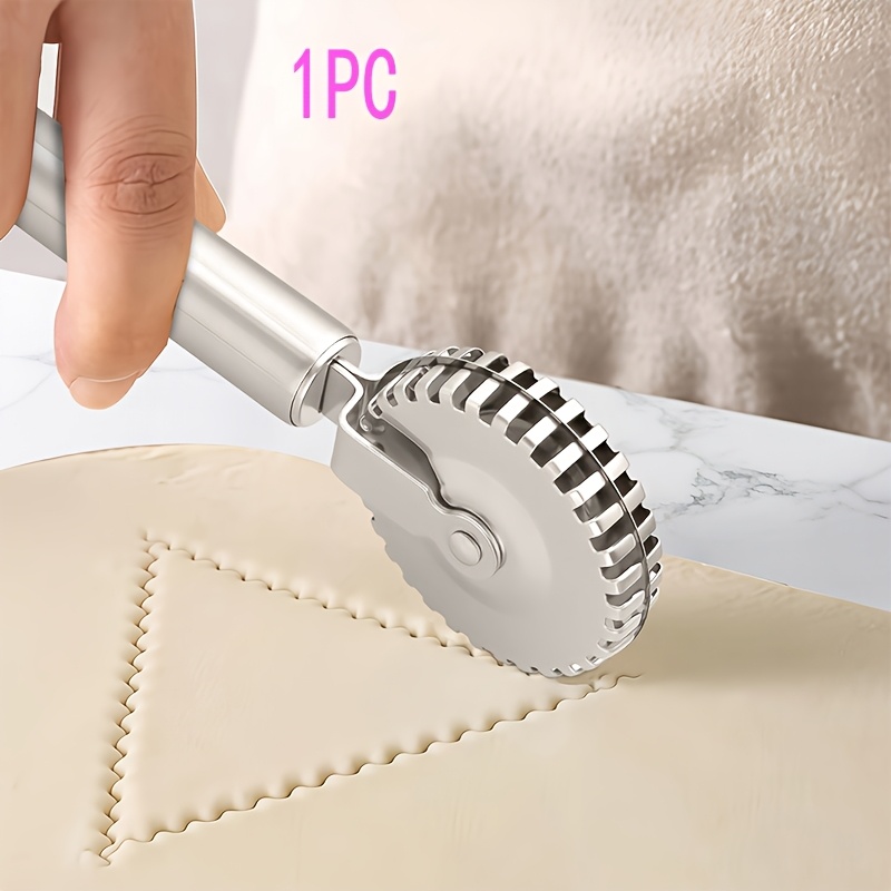 1pc Stainless Steel Floral Roller Press | Textured Lace Cutter, Multi-functional Kitchen Baking, Stainless Steel Pastry Roller Sealer, Pie Filling, 410 Stainless Steel