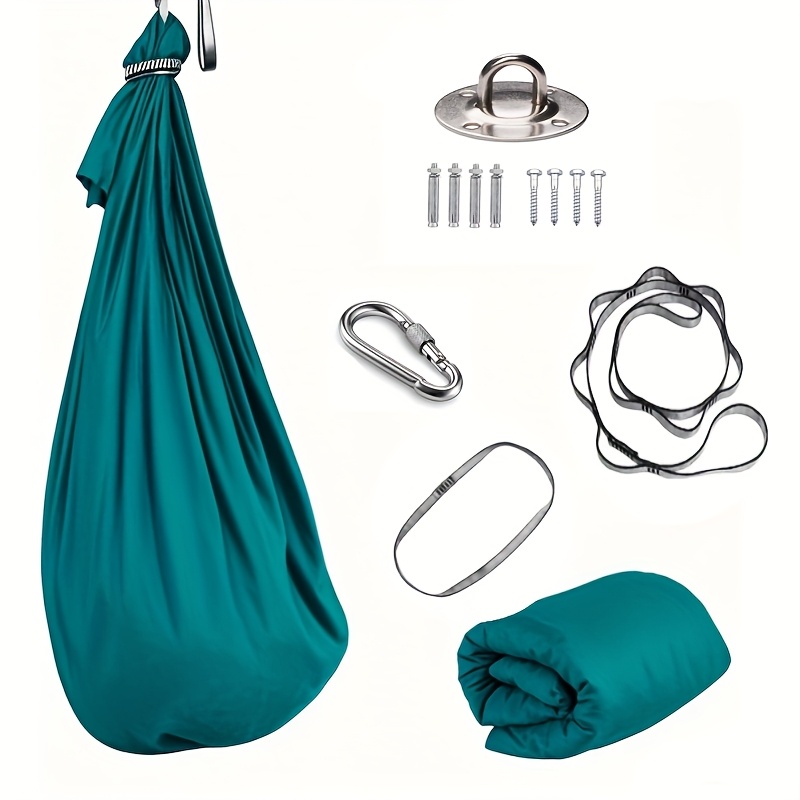 TEMU Indoor And Outdoor Elastic Hammock Hanging (including Fixed Hardware) Embracing Hammock Adjustable Adult Yoga Hammock Set, Aerial Hammock,