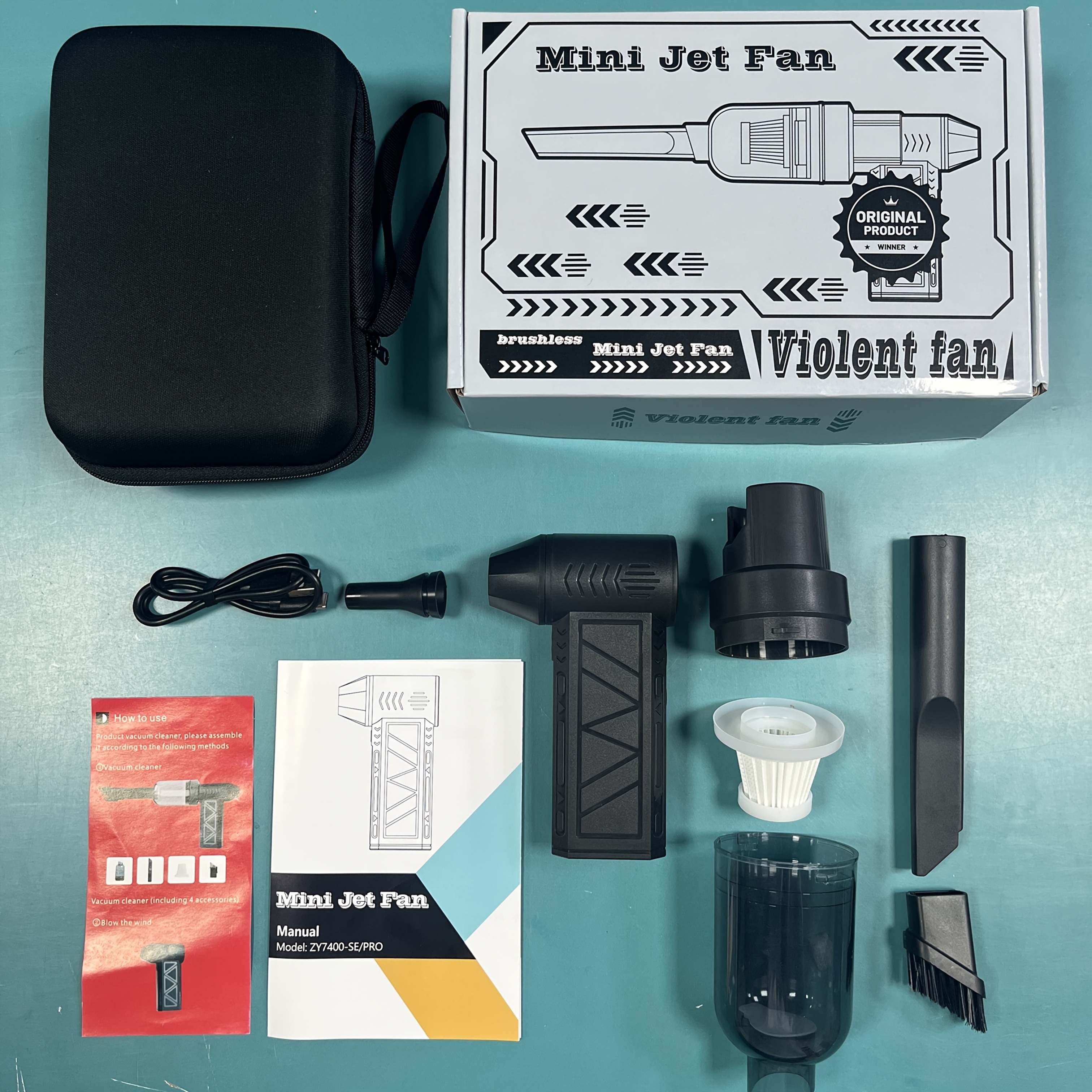 TEMU 130000rpm Mini Turbine Jet In1 Blower Fan+vacuum Brushless Motor Portable Turbine Blower Wireless Handheld Fan Type-c Charging For Dust Removal