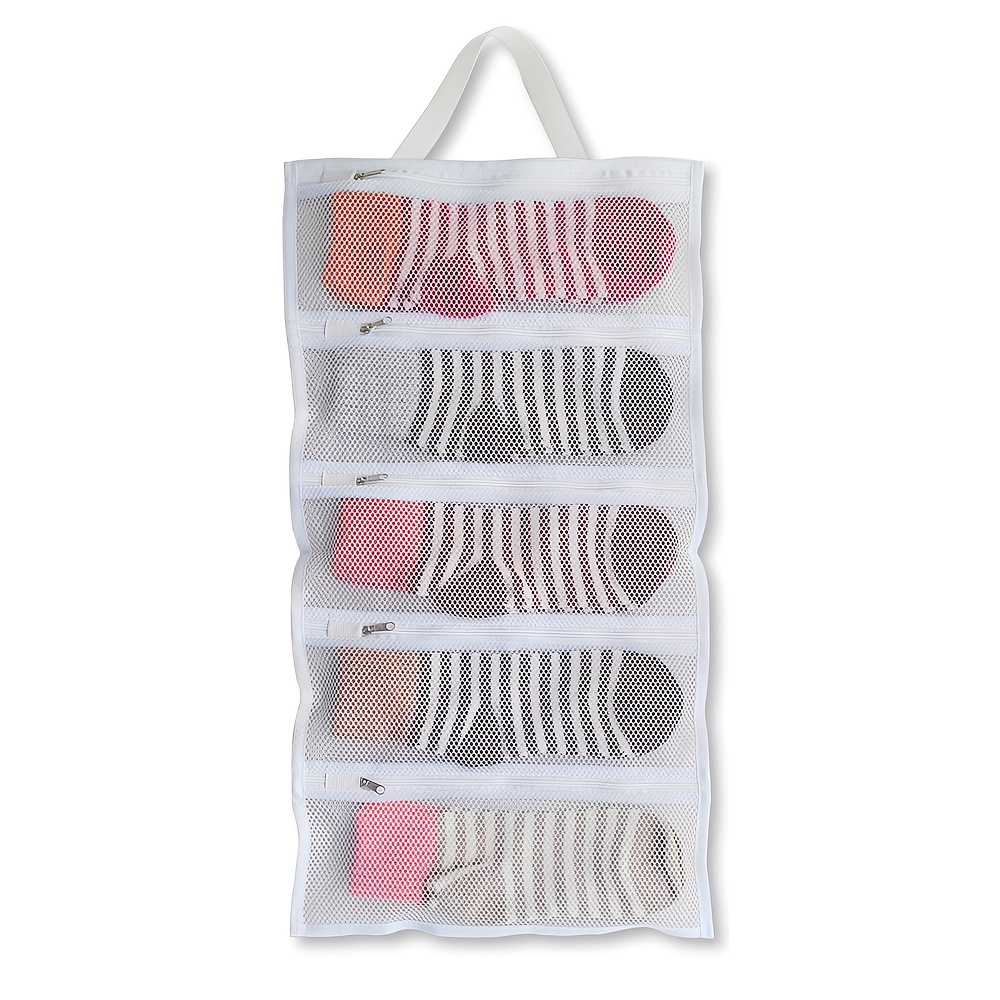 TEMU 1pc Organisateur de chaussettes Sac à linge pour machine à laver - Pochette de rangement en polyester durable avec fermeture à glissière, garde